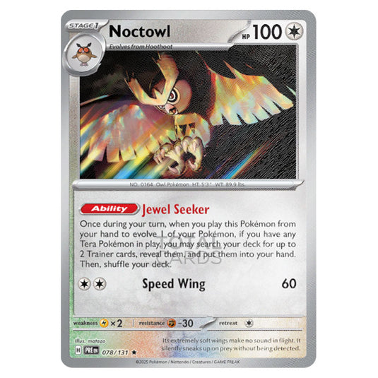 Noctowl 078 Reverse Holo Poke Ball card from the Pokemon set Prismatic Evolutions