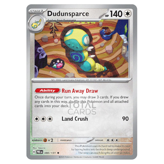 Dudunsparce 080 Reverse Holo Poke Ball card from the Pokemon set Prismatic Evolutions