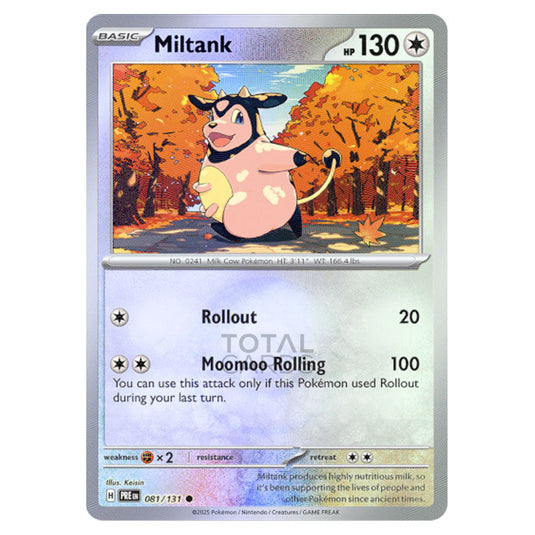 Miltank 081 Reverse Holo Poke Ball card from the Pokemon set Prismatic Evolutions