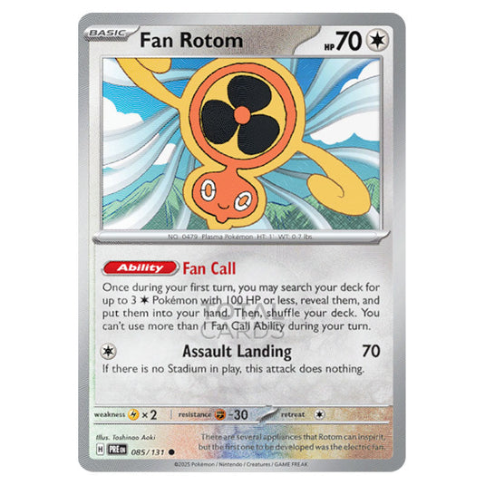 Fan Rotom 085 Reverse Holo Poke Ball card from the Pokemon set Prismatic Evolutions