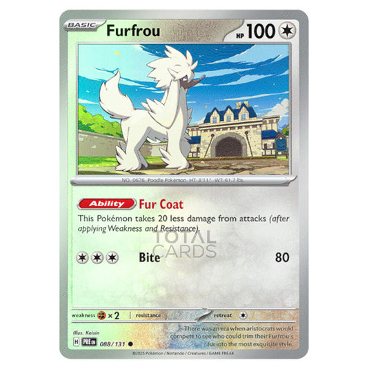Furfrou 088 Reverse Holo Poke Ball card from the Pokemon set Prismatic Evolutions