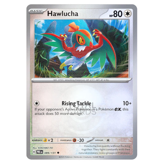 Hawlucha 089 Reverse Holo Poke Ball card from the Pokemon set Prismatic Evolutions