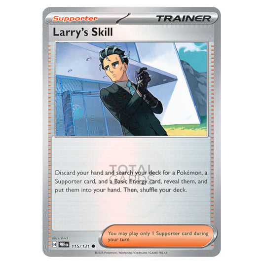 Larry's Skill 115 Reverse Holo Poke Ball card from the Pokemon set Prismatic Evolutions