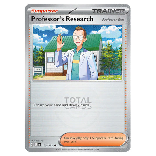Professor's Research [Professor Elm] 123 Reverse Holo Poke Ball card from the Pokemon set Prismatic Evolutions