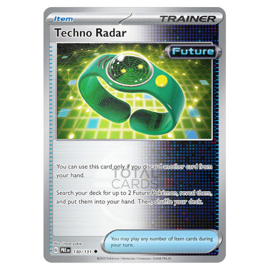 Techno Radar 130 Reverse Holo Poke Ball card from the Pokemon set Prismatic Evolutions