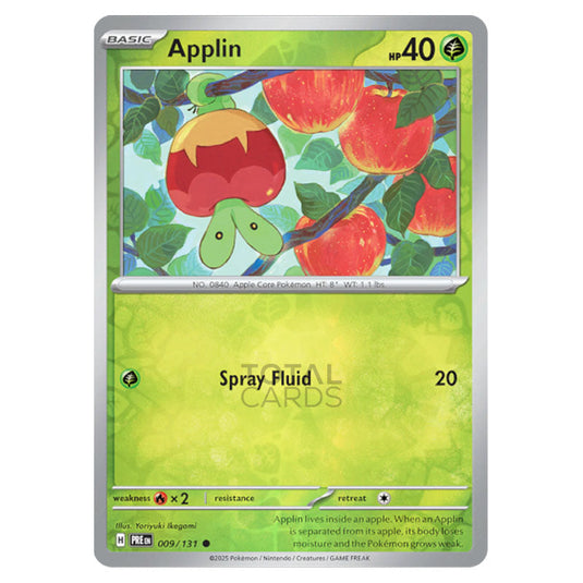 Applin 009 Reverse Holo card from the Pokemon set Prismatic Evolutions
