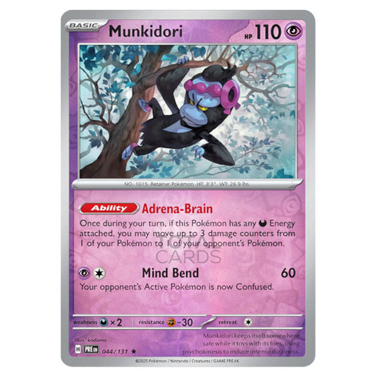 Munkidori 044 Reverse Holo card from the Pokemon set Prismatic Evolutions