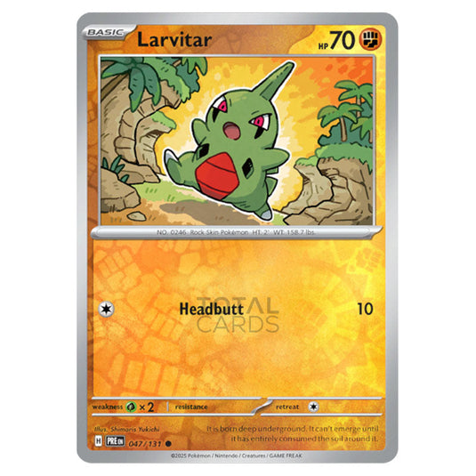 Larvitar 047 Reverse Holo card from the Pokemon set Prismatic Evolutions