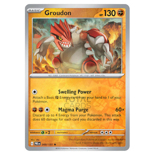 Groudon 049 Reverse Holo card from the Pokemon set Prismatic Evolutions