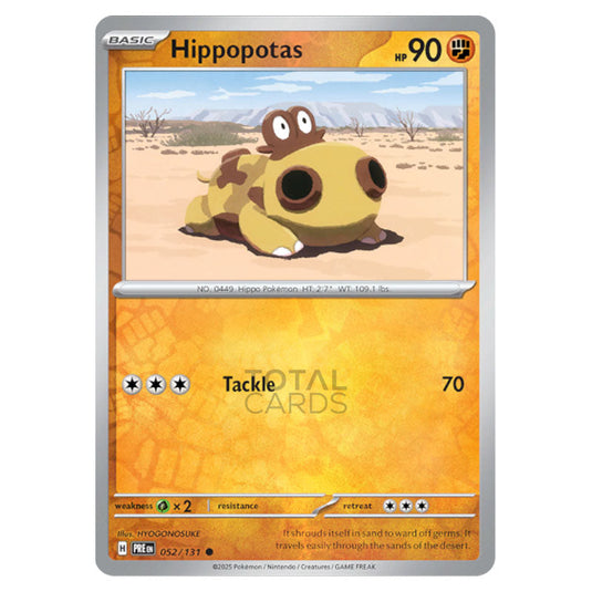 Hippopotas 052 Reverse Holo card from the Pokemon set Prismatic Evolutions