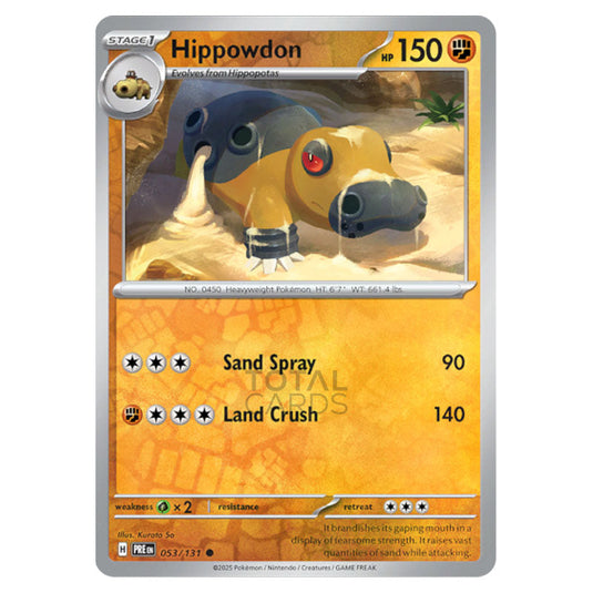 Hippowdon 053 Reverse Holo card from the Pokemon set Prismatic Evolutions