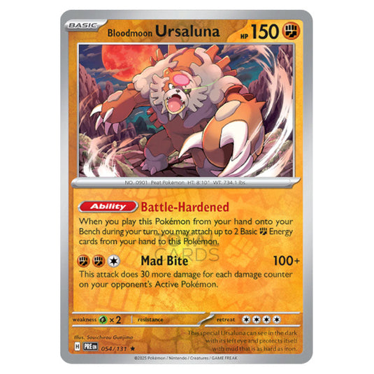 Bloodmoon Ursaluna 054 Reverse Holo card from the Pokemon set Prismatic Evolutions
