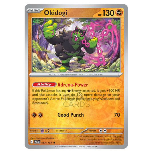 Okidogi 057 Reverse Holo card from the Pokemon set Prismatic Evolutions