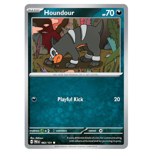 Houndour 062 Reverse Holo card from the Pokemon set Prismatic Evolutions