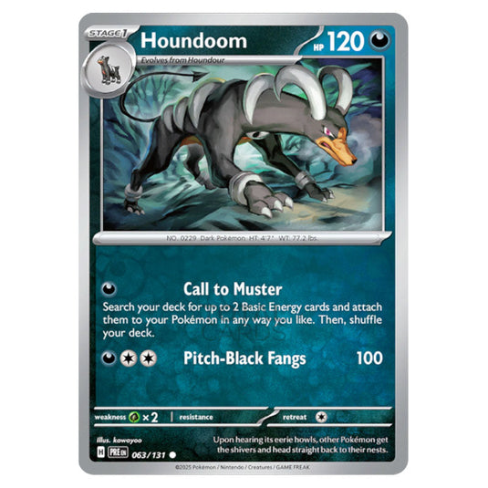Houndoom 063 Reverse Holo card from the Pokemon set Prismatic Evolutions