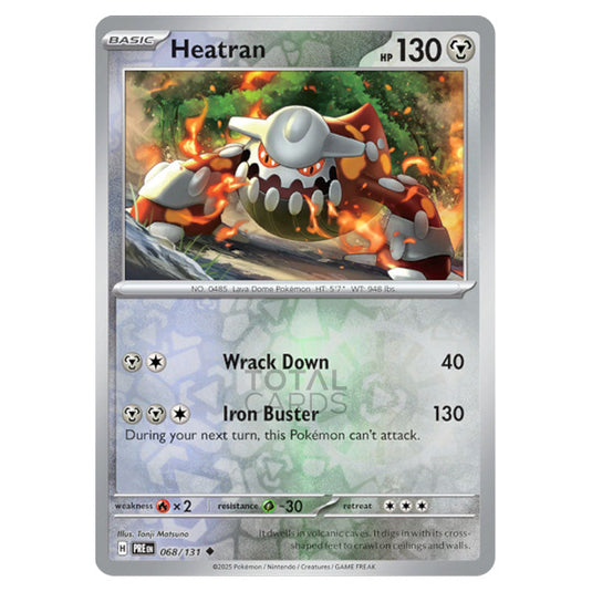 Heatran 068 Reverse Holo card from the Pokemon set Prismatic Evolutions
