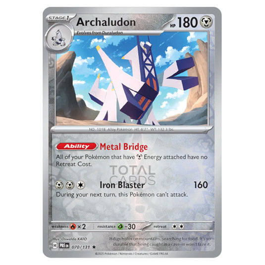 Archaludon 070 Reverse Holo card from the Pokemon set Prismatic Evolutions