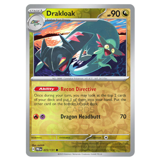 Drakloak 072 Reverse Holo card from the Pokemon set Prismatic Evolutions