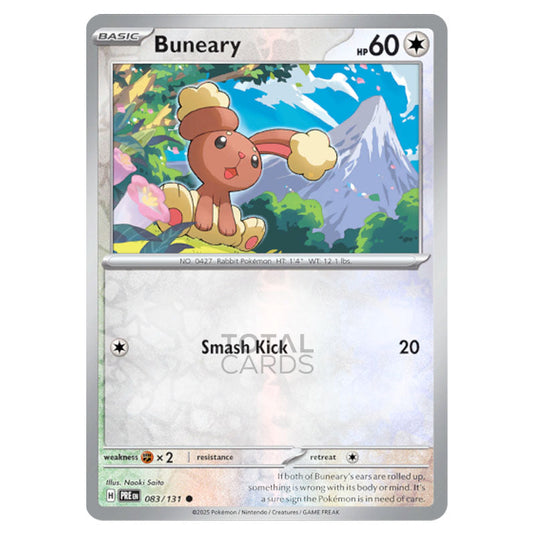 Buneary 083 Reverse Holo card from the Pokemon set Prismatic Evolutions