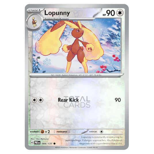 Lopunny 084 Reverse Holo card from the Pokemon set Prismatic Evolutions