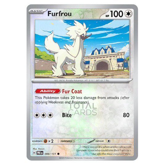 Furfrou 088 Reverse Holo card from the Pokemon set Prismatic Evolutions