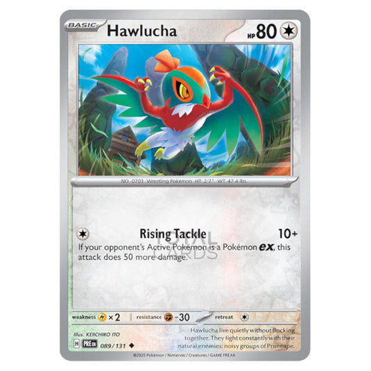 Hawlucha 089 Reverse Holo card from the Pokemon set Prismatic Evolutions