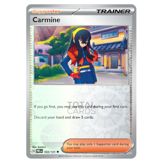 Carmine 103 Reverse Holo card from the Pokemon set Prismatic Evolutions