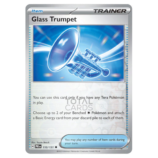 Glass Trumpet 110 Reverse Holo card from the Pokemon set Prismatic Evolutions