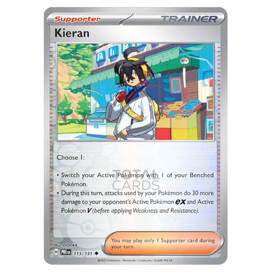 Kieran 113 Reverse Holo card from the Pokemon set Prismatic Evolutions