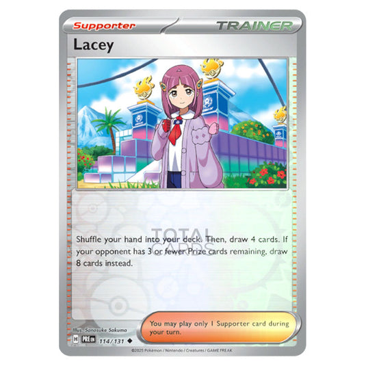 Lacey 114 Reverse Holo card from the Pokemon set Prismatic Evolutions