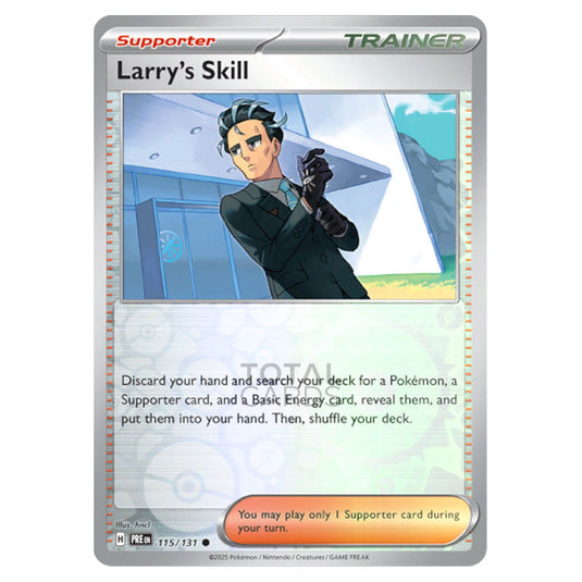 Larry's Skill 115 Reverse Holo card from the Pokemon set Prismatic Evolutions
