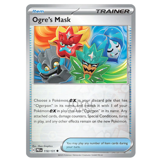 Ogre's Mask 118 Reverse Holo card from the Pokemon set Prismatic Evolutions
