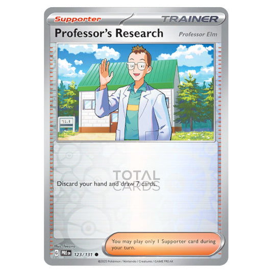 Professor's Research [Professor Elm] 123 Reverse Holo card from the Pokemon set Prismatic Evolutions
