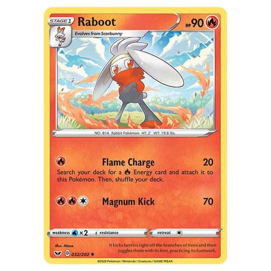 Pokemon - Sword & Shield - Base Set - Raboot - 032/202