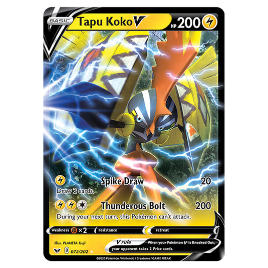 Pokemon - Sword & Shield - Base Set - Tapu Koko-V - 072/202