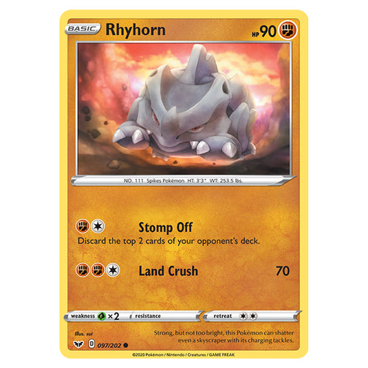 Pokemon - Sword & Shield - Base Set - Rhyhorn - 097/202