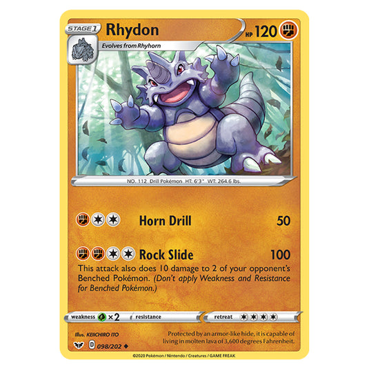 Pokemon - Sword & Shield - Base Set - Rhydon - 098/202