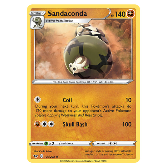 Pokemon - Sword & Shield - Base Set - Sandaconda - 109/202 Pokemon - Sword & Shield - Base Set - Sandaconda - 109/202