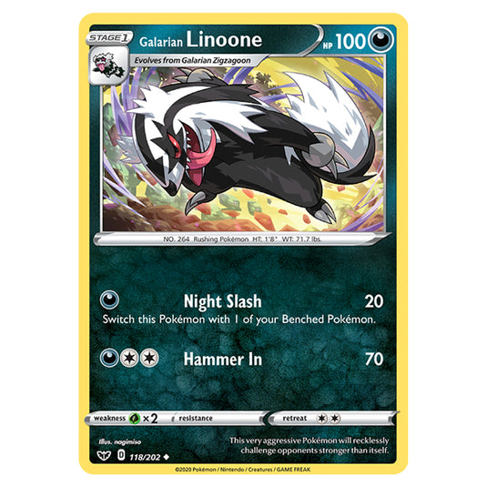 Pokemon - Sword & Shield - Base Set - Galarian Linoone - 118/202