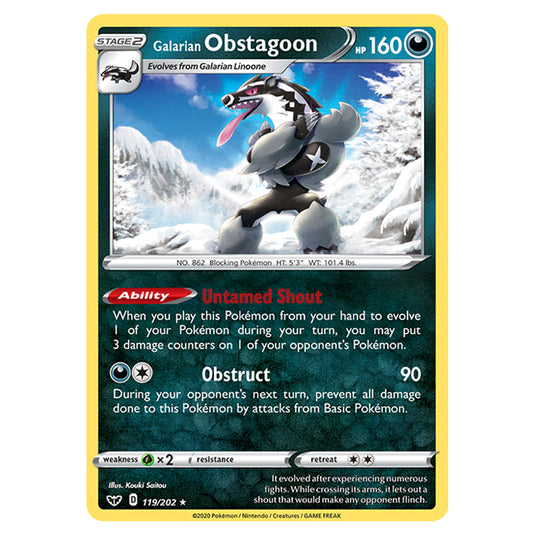 Pokemon - Sword & Shield - Base Set - Galarian Obstagoon - 119/202