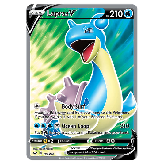 Pokemon - Sword & Shield - Base Set - Lapras-V - 189/202