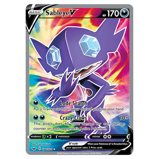 Pokemon - Sword & Shield - Base Set - Sableye-V - 194/202