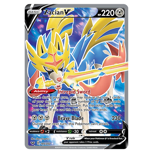 Pokemon - Sword & Shield - Base Set - Zacian-V - 195/202