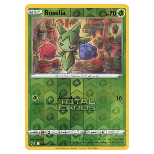 Pokemon - Sword & Shield - Base Set - Roselia - 002/202 - (Reverse Holo)