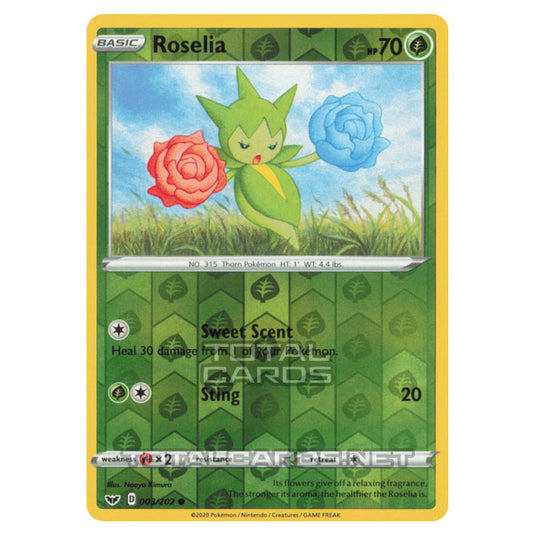 Pokemon - Sword & Shield - Base Set - Roselia - 003/202 - (Reverse Holo)