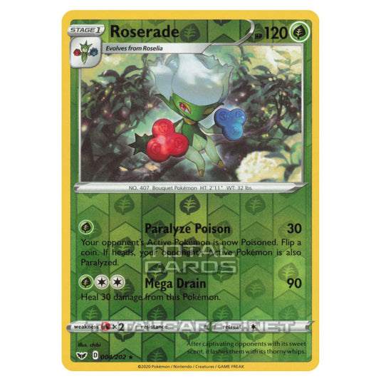 Pokemon - Sword & Shield - Base Set - Roserade - 004/202 - (Reverse Holo)