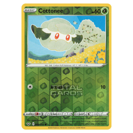 Pokemon - Sword & Shield - Base Set - Cottonee - 005/202 - (Reverse Holo)