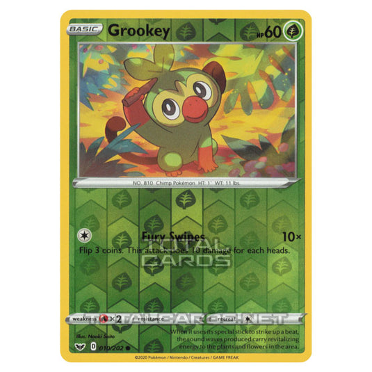 Pokemon - Sword & Shield - Base Set - Grookey - 010/202 - (Reverse Holo)