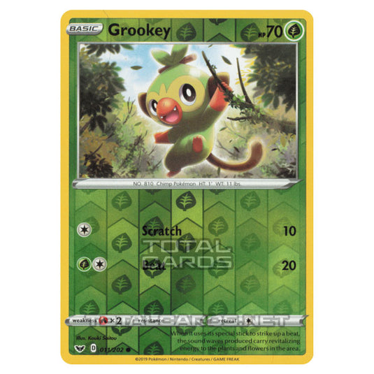 Pokemon - Sword & Shield - Base Set - Grookey - 011/202 - (Reverse Holo)