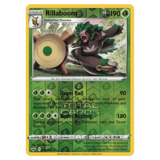 Pokemon - Sword & Shield - Base Set - Rillaboom - 015/202 - (Reverse Holo)